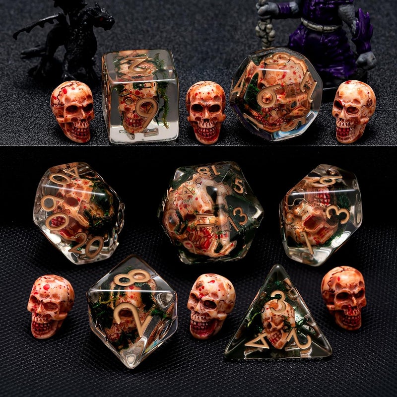 weyano Resin DND Skull Dice Set, D&D Polyhedral Dice for Dungeons and Dragons RPG, MTG Role Playing Games D and D Dice 7pc D20 D12 D10 D8 D6 D4 - Image 5